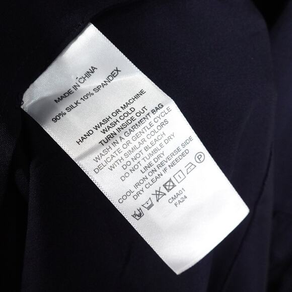 New Quince Silk Tiered Maxi Dress Women’s Medium Navy Blue Boho 3797 - Picture 6 of 10